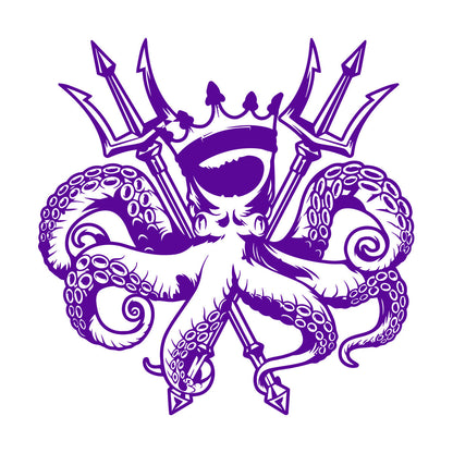 Engraving Decals Octopus King Ocean Marine Sea Animal Crown Multiple Size Options