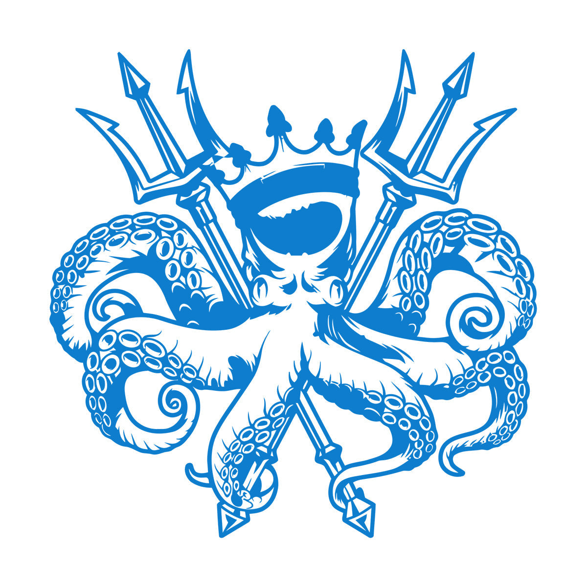 Engraving Decals Octopus King Ocean Marine Sea Animal Crown Multiple Size Options