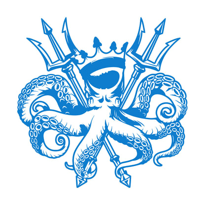Engraving Decals Octopus King Ocean Marine Sea Animal Crown Multiple Size Options