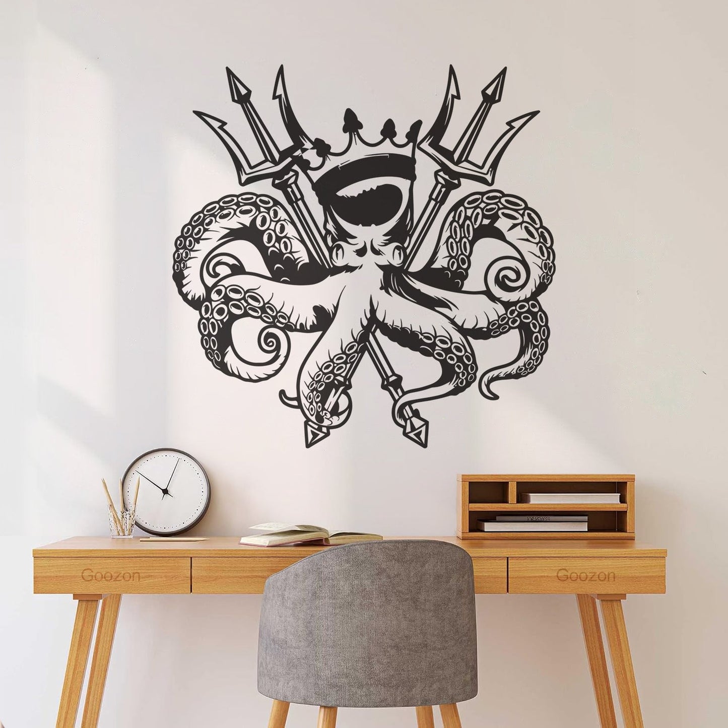 Engraving Decals Octopus King Ocean Marine Sea Animal Crown Multiple Size Options