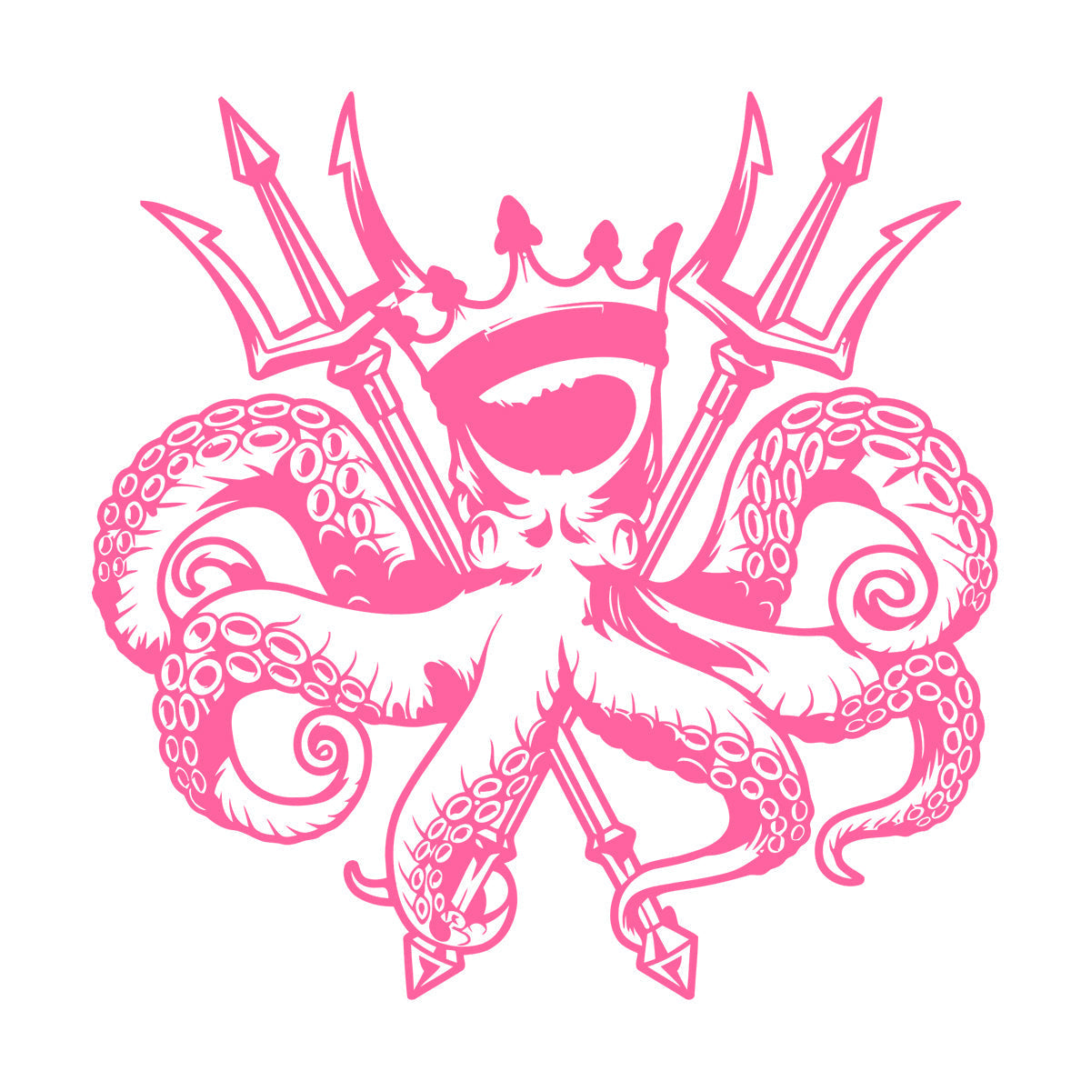 Engraving Decals Octopus King Ocean Marine Sea Animal Crown Multiple Size Options