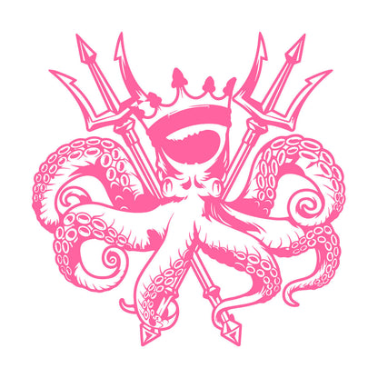 Engraving Decals Octopus King Ocean Marine Sea Animal Crown Multiple Size Options