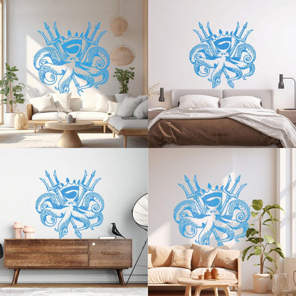 Engraving Decals Octopus King Ocean Marine Sea Animal Crown Multiple Size Options