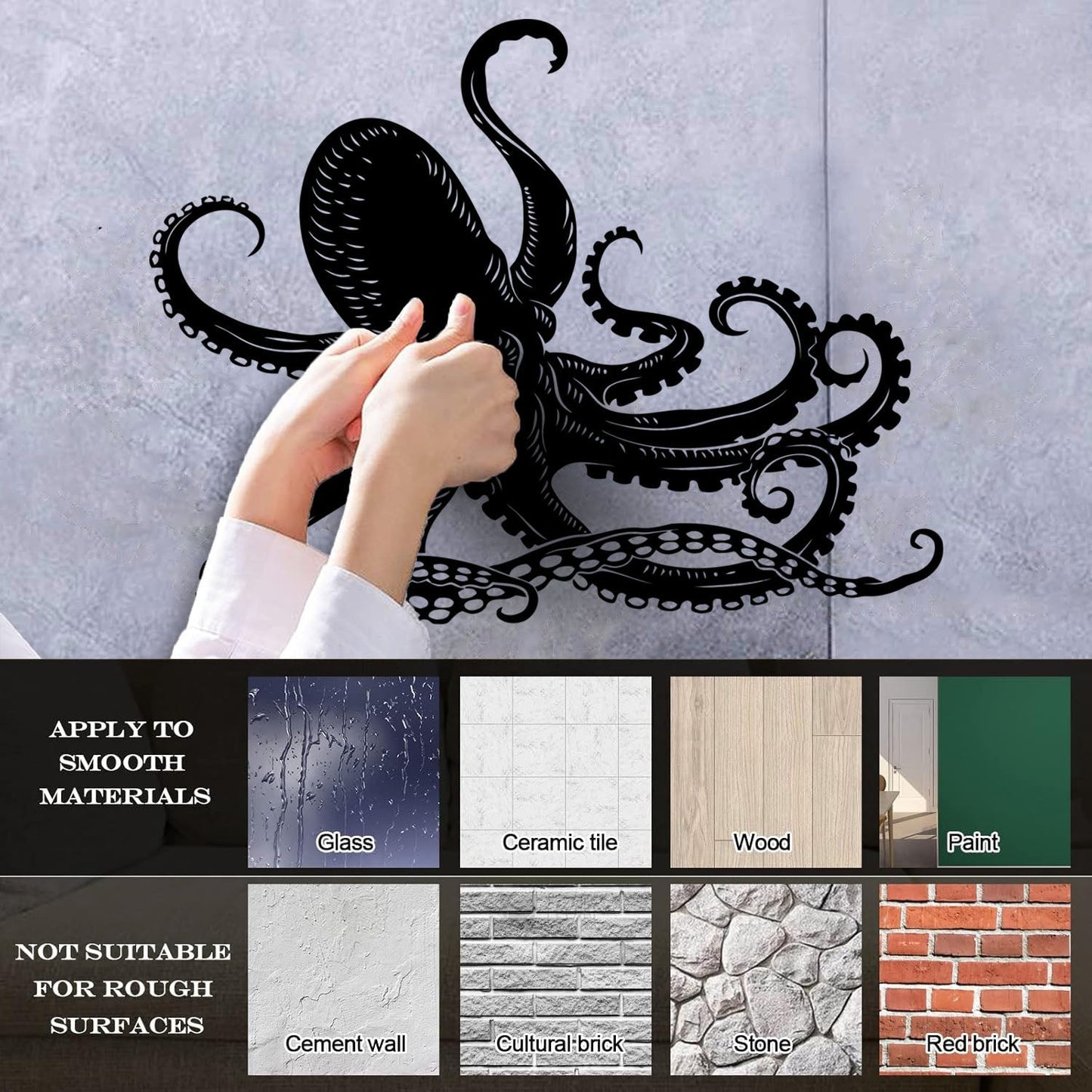 Octopus Kraken Ocean Marine Animals Bathroom Mural And Wall Vinyl Decal Waterproof