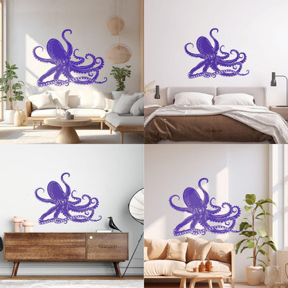 Octopus Kraken Ocean Marine Animals Bathroom Mural And Wall Vinyl Decal Waterproof