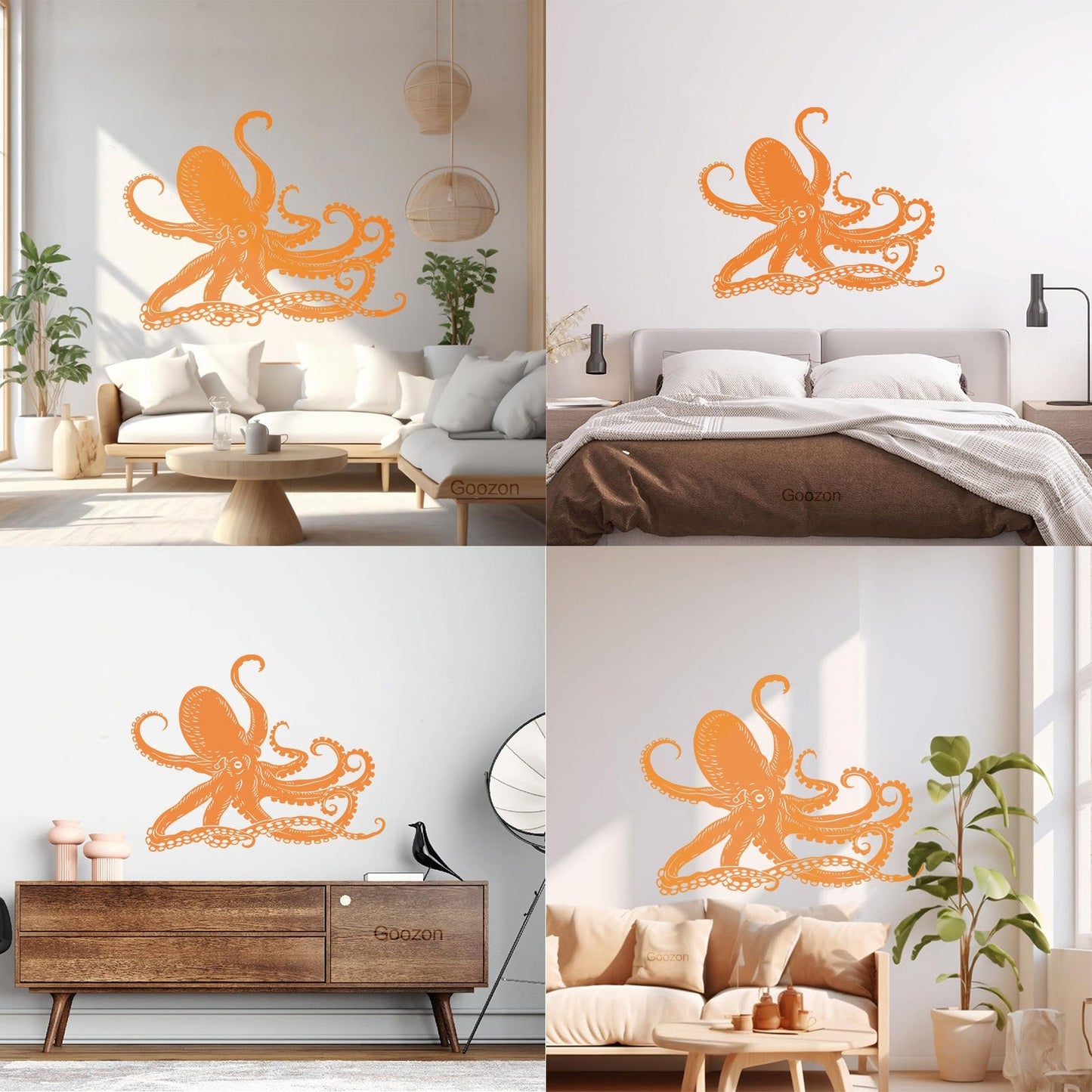 Octopus Kraken Ocean Marine Animals Bathroom Mural And Wall Vinyl Decal Waterproof