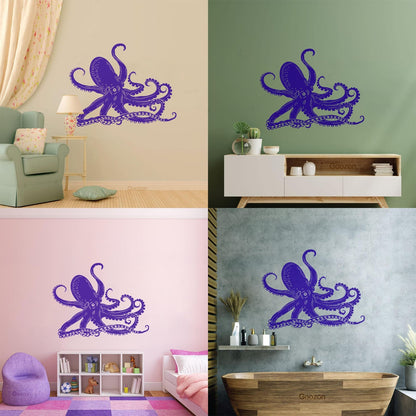 Octopus Kraken Ocean Marine Animals Bathroom Mural And Wall Vinyl Decal Waterproof