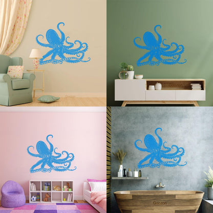 Octopus Kraken Ocean Marine Animals Bathroom Mural And Wall Vinyl Decal Waterproof