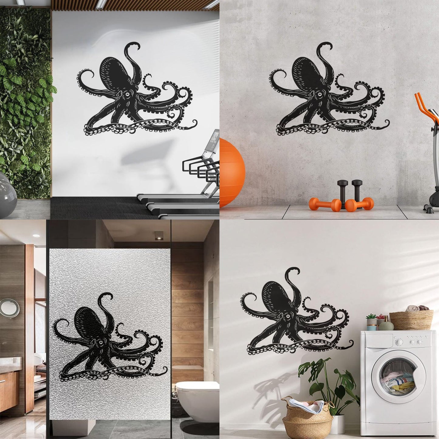 Octopus Kraken Ocean Marine Animals Bathroom Mural And Wall Vinyl Decal Waterproof