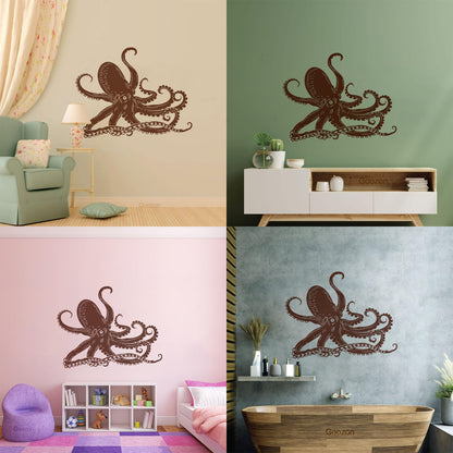 Octopus Kraken Ocean Marine Animals Bathroom Mural And Wall Vinyl Decal Waterproof