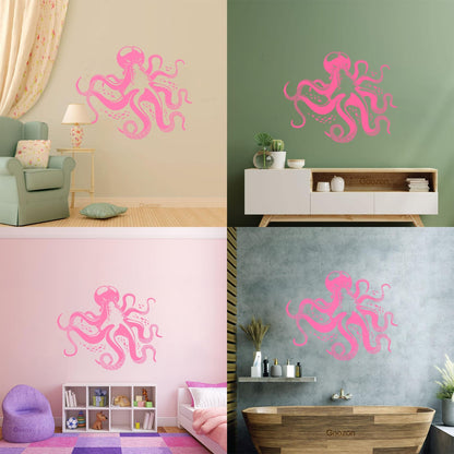 Fine Carving Decals Octopus Ocean Marine Sea Animal Wall Beautification