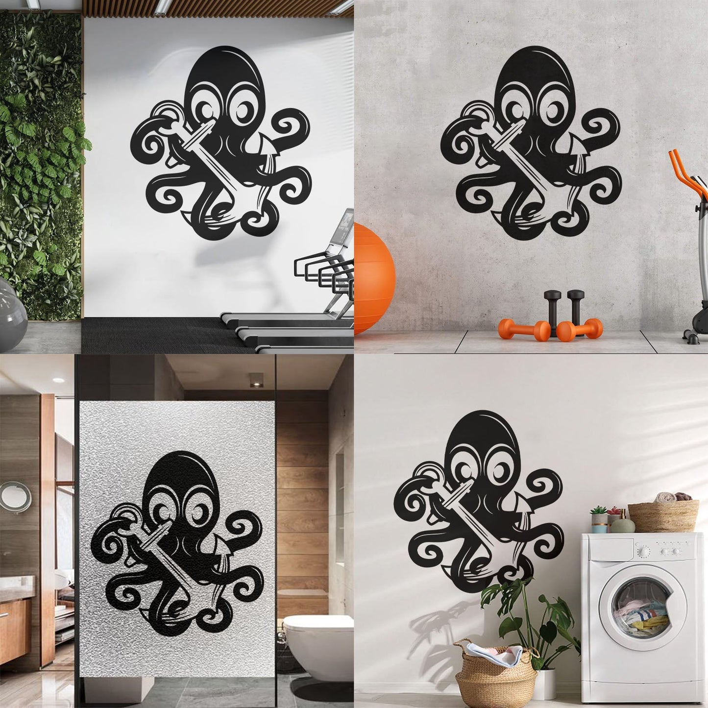 Vinyl Art Sticker Octopus Ocean Sea Marine Animal Anchor Car Body Decoration