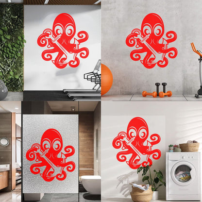 Vinyl Art Sticker Octopus Ocean Sea Marine Animal Anchor Car Body Decoration