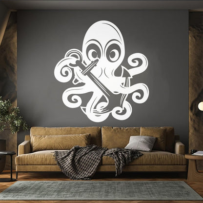 Vinyl Art Sticker Octopus Ocean Sea Marine Animal Anchor Car Body Decoration