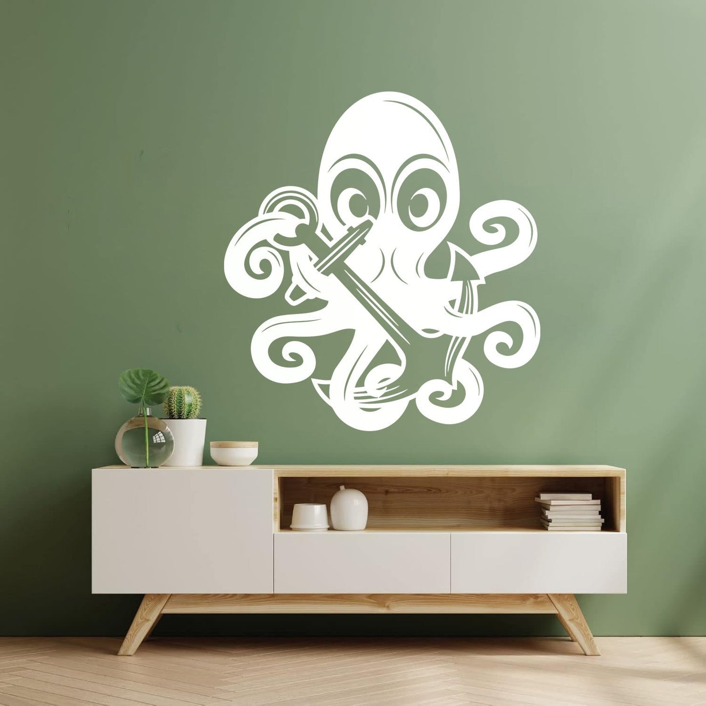 Vinyl Art Sticker Octopus Ocean Sea Marine Animal Anchor Car Body Decoration
