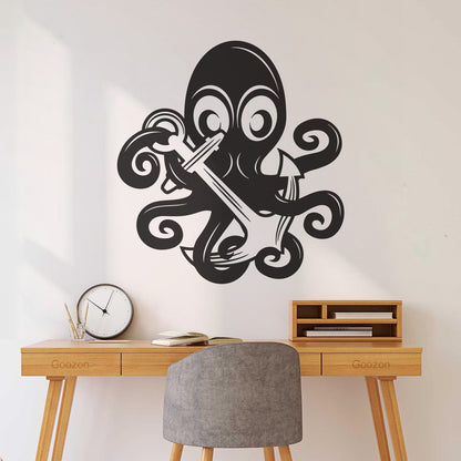 Vinyl Art Sticker Octopus Ocean Sea Marine Animal Anchor Car Body Decoration