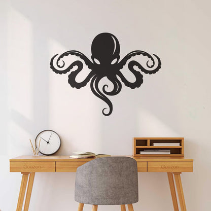 Octopus Ocean Sea Monster Beast Animal Engraving Stickers Window Decals