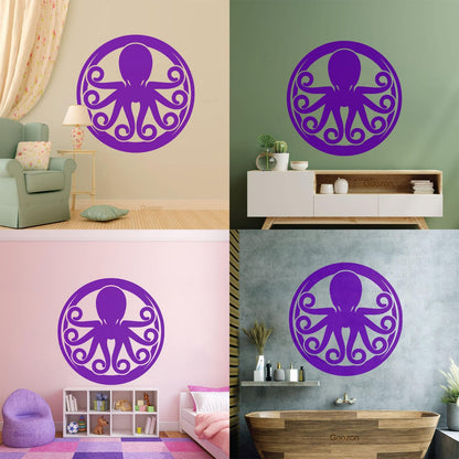 Lettering Decals Octopus Ornament Ocean Sea Marine Animal Glass Stickers