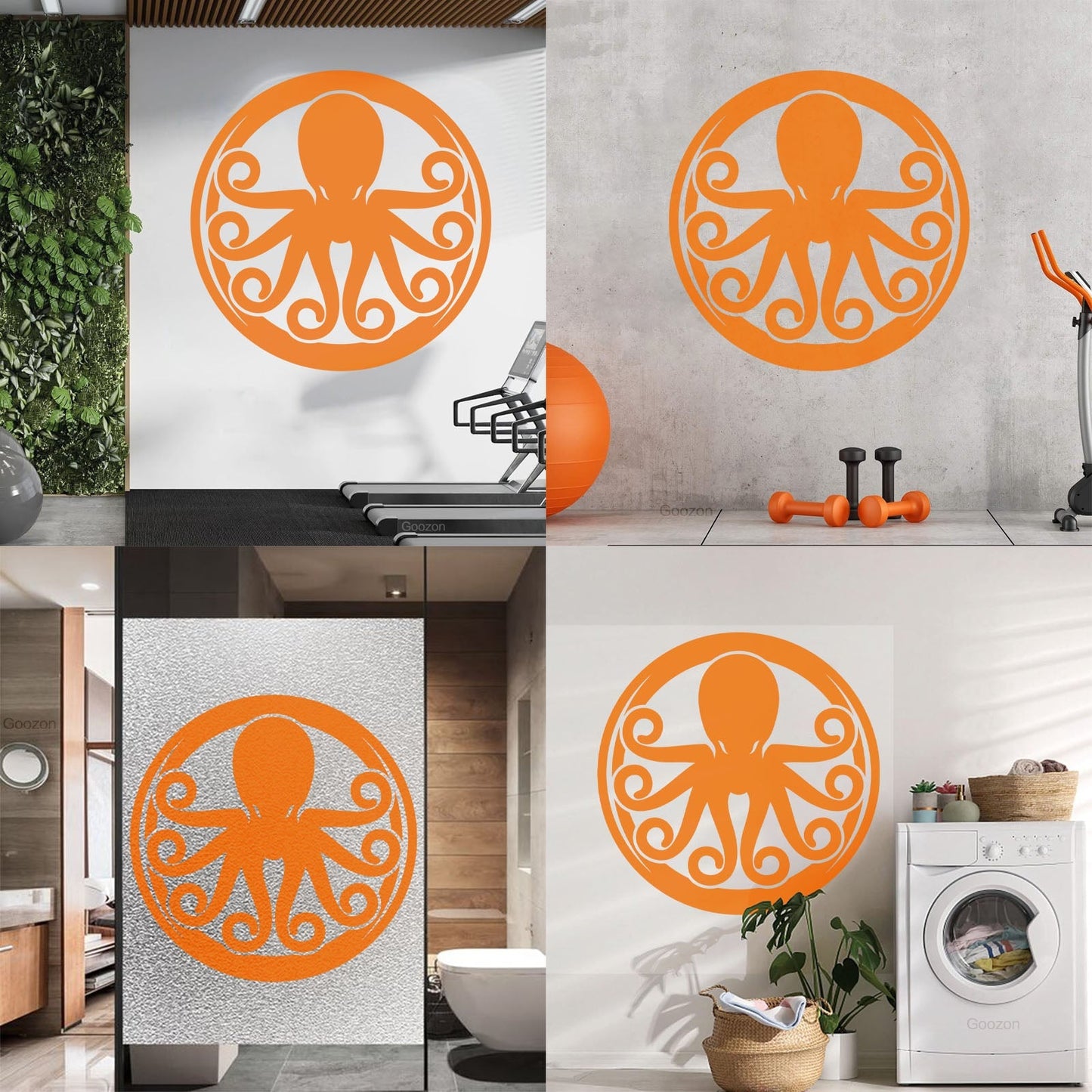 Lettering Decals Octopus Ornament Ocean Sea Marine Animal Glass Stickers