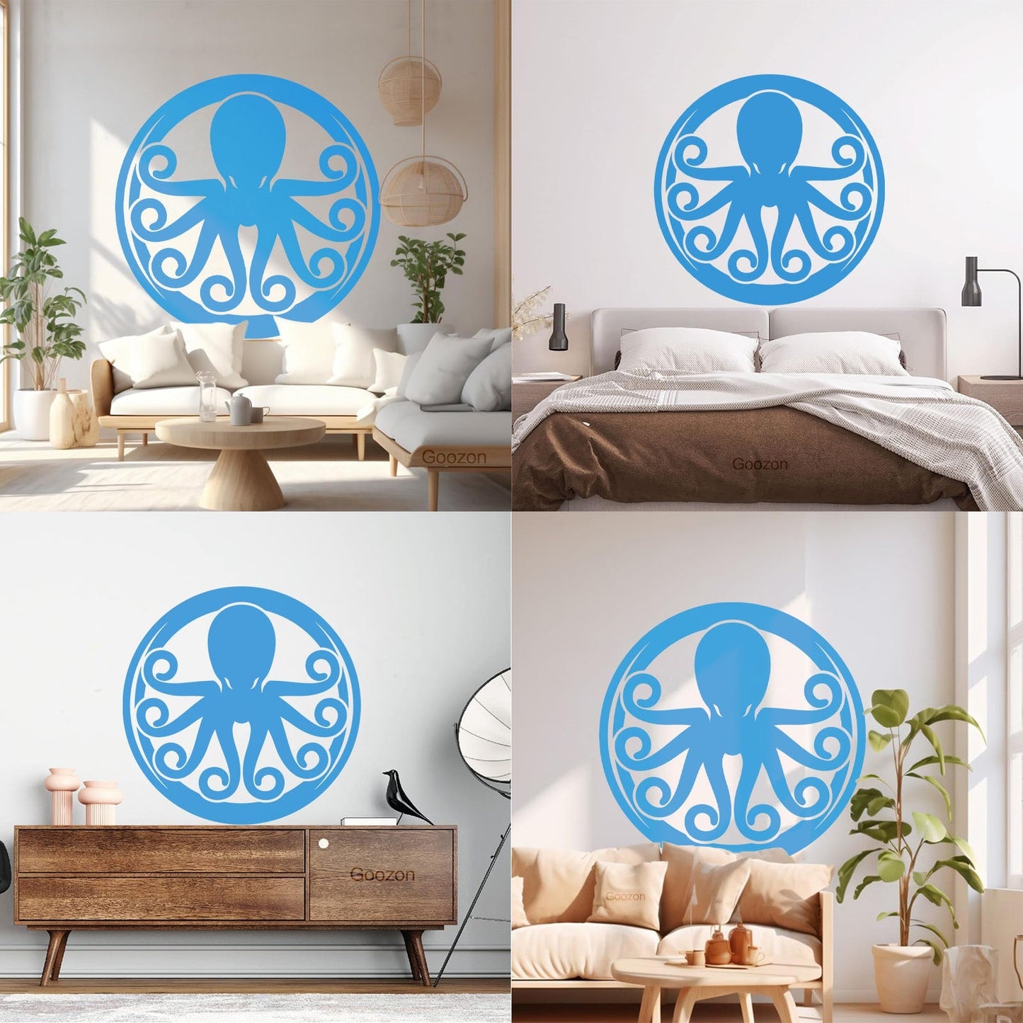 Lettering Decals Octopus Ornament Ocean Sea Marine Animal Glass Stickers