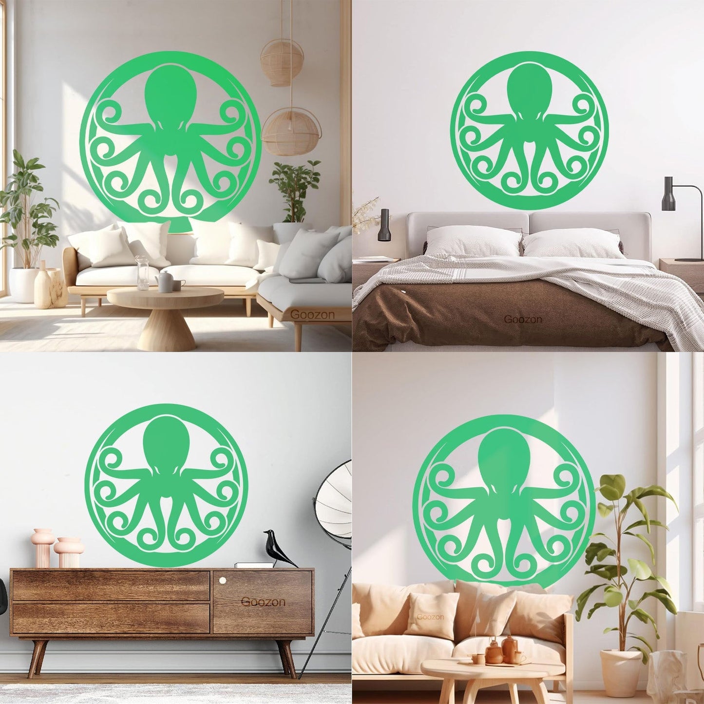 Lettering Decals Octopus Ornament Ocean Sea Marine Animal Glass Stickers