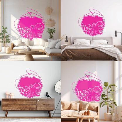 Wall Decals Paster Paper Octopus Sea Fishing Ocean Animals Hook Removable Without Leaving Glue