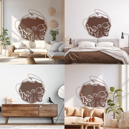 Wall Decals Paster Paper Octopus Sea Fishing Ocean Animals Hook Removable Without Leaving Glue