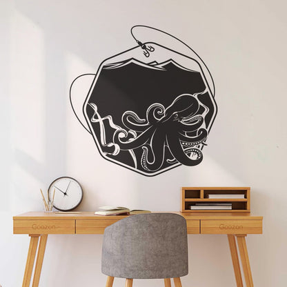 Wall Decals Paster Paper Octopus Sea Fishing Ocean Animals Hook Removable Without Leaving Glue