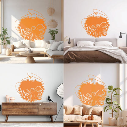 Wall Decals Paster Paper Octopus Sea Fishing Ocean Animals Hook Removable Without Leaving Glue