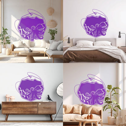 Wall Decals Paster Paper Octopus Sea Fishing Ocean Animals Hook Removable Without Leaving Glue