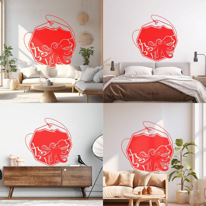 Wall Decals Paster Paper Octopus Sea Fishing Ocean Animals Hook Removable Without Leaving Glue