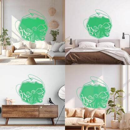 Wall Decals Paster Paper Octopus Sea Fishing Ocean Animals Hook Removable Without Leaving Glue