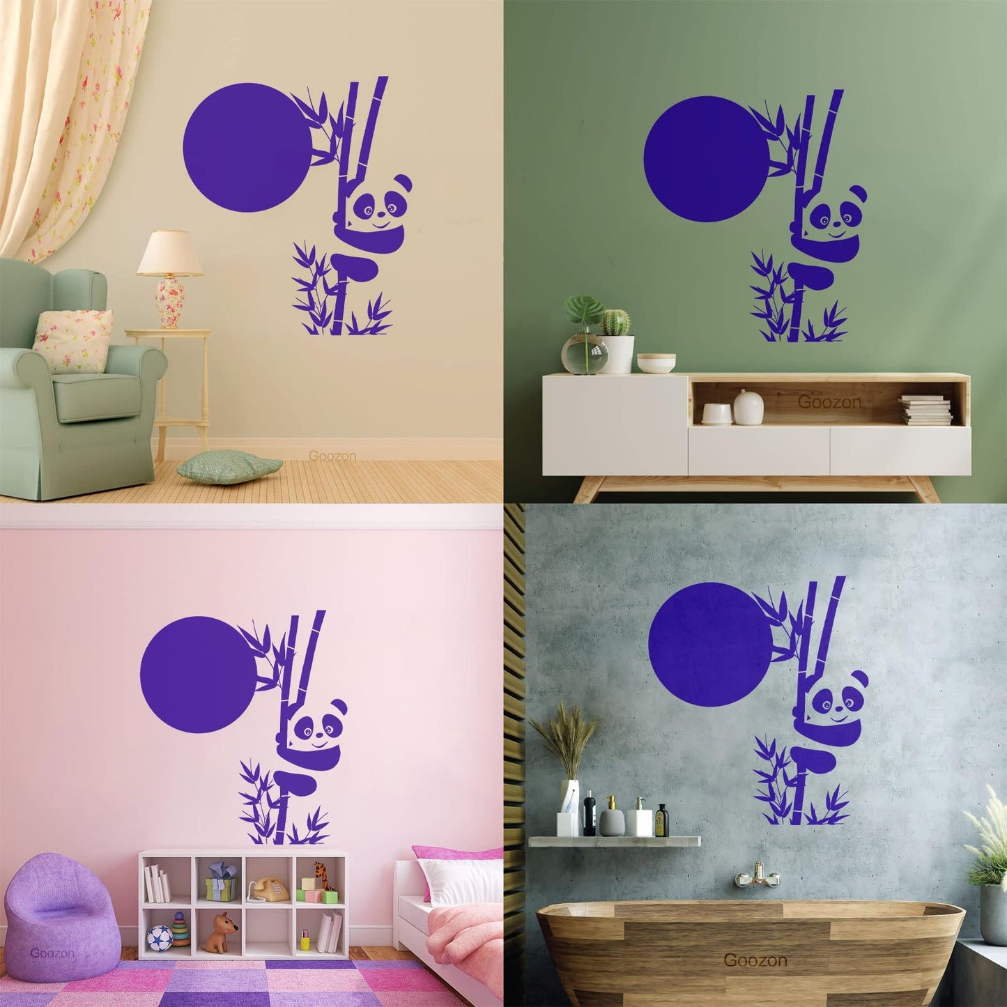 Wall Decals Paster Paper Panda Bamboo Cute Animal Asian Glass Stickers