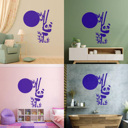 Wall Decals Paster Paper Panda Bamboo Cute Animal Asian Glass Stickers