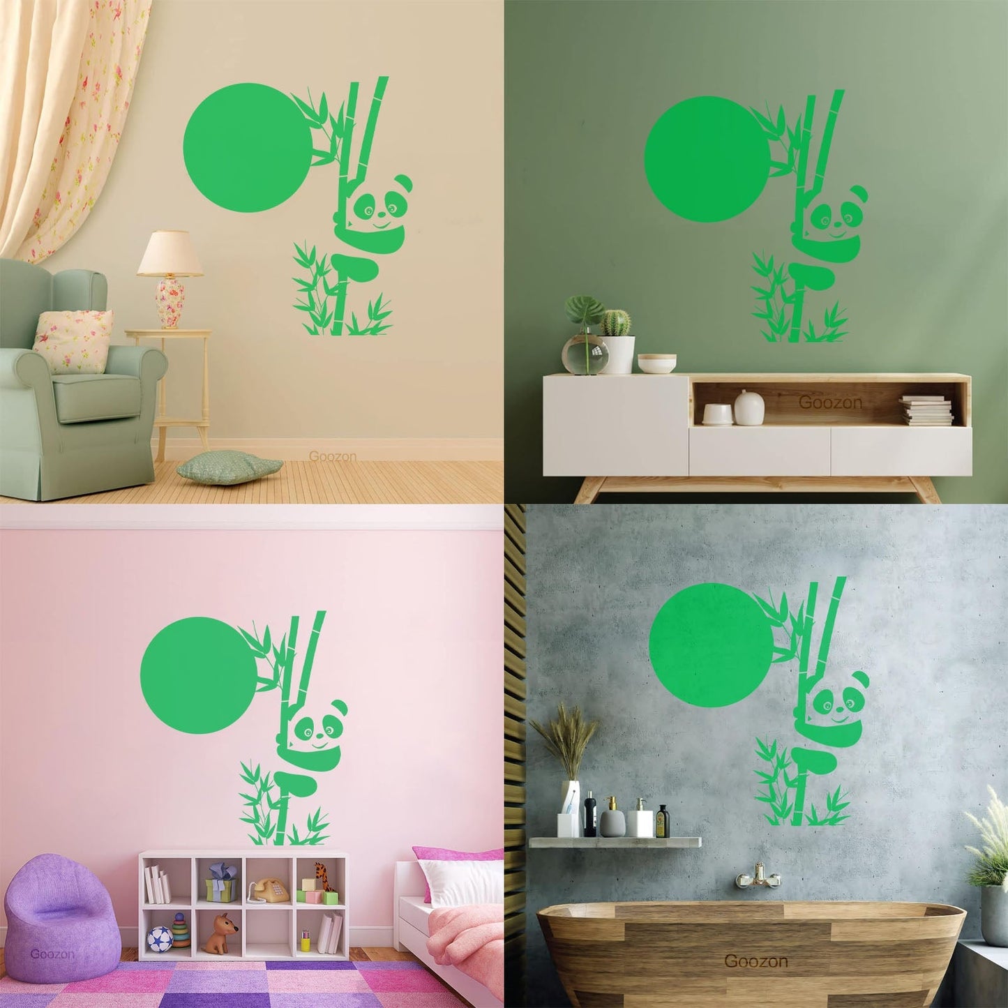 Wall Decals Paster Paper Panda Bamboo Cute Animal Asian Glass Stickers