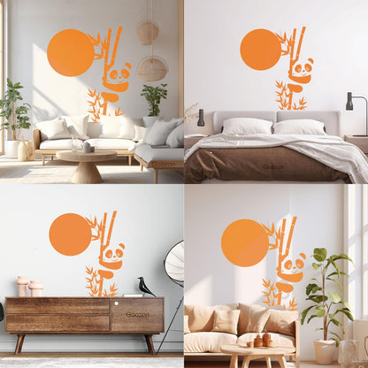 Wall Decals Paster Paper Panda Bamboo Cute Animal Asian Glass Stickers