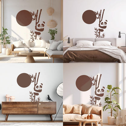 Wall Decals Paster Paper Panda Bamboo Cute Animal Asian Glass Stickers