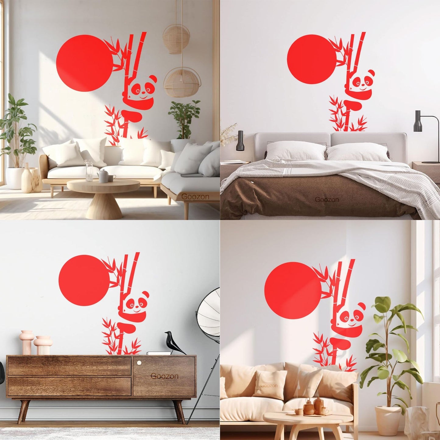 Wall Decals Paster Paper Panda Bamboo Cute Animal Asian Glass Stickers