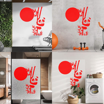 Wall Decals Paster Paper Panda Bamboo Cute Animal Asian Glass Stickers
