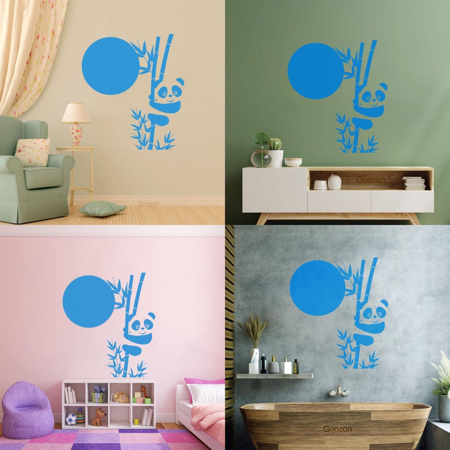 Wall Decals Paster Paper Panda Bamboo Cute Animal Asian Glass Stickers