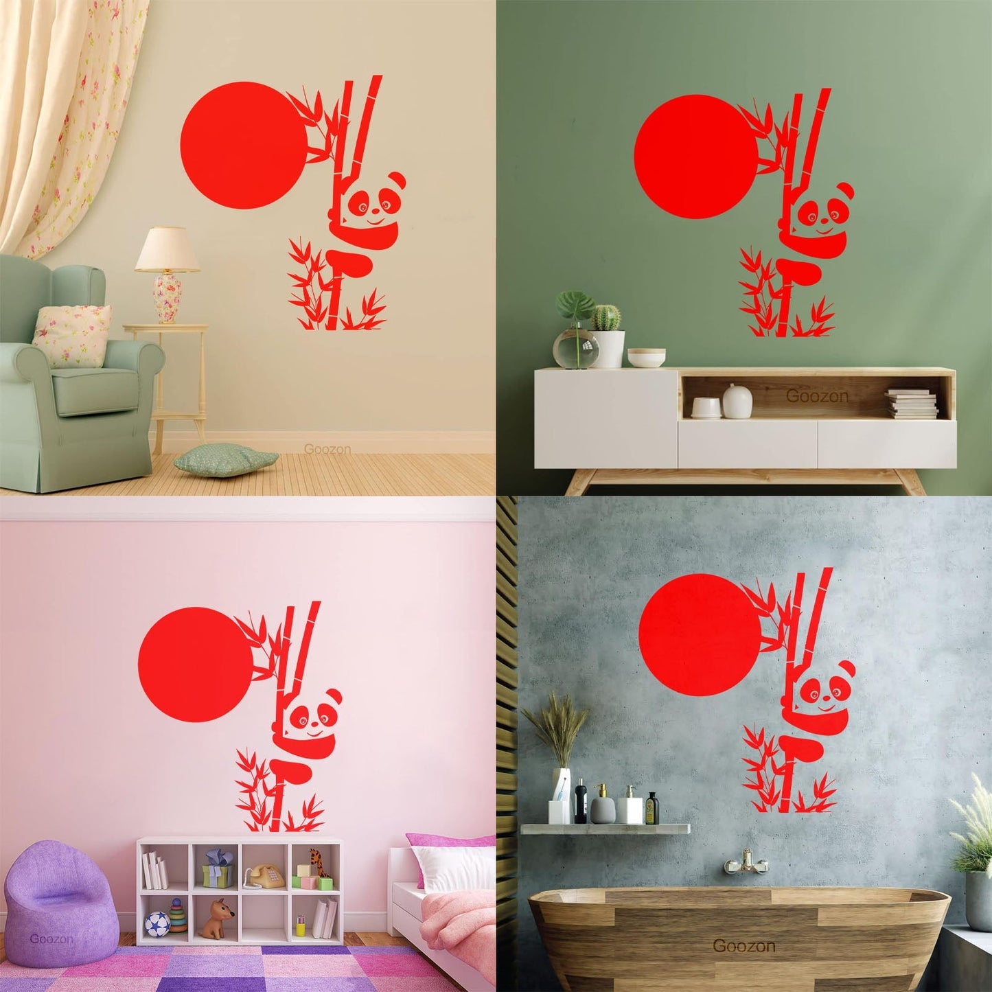 Wall Decals Paster Paper Panda Bamboo Cute Animal Asian Glass Stickers
