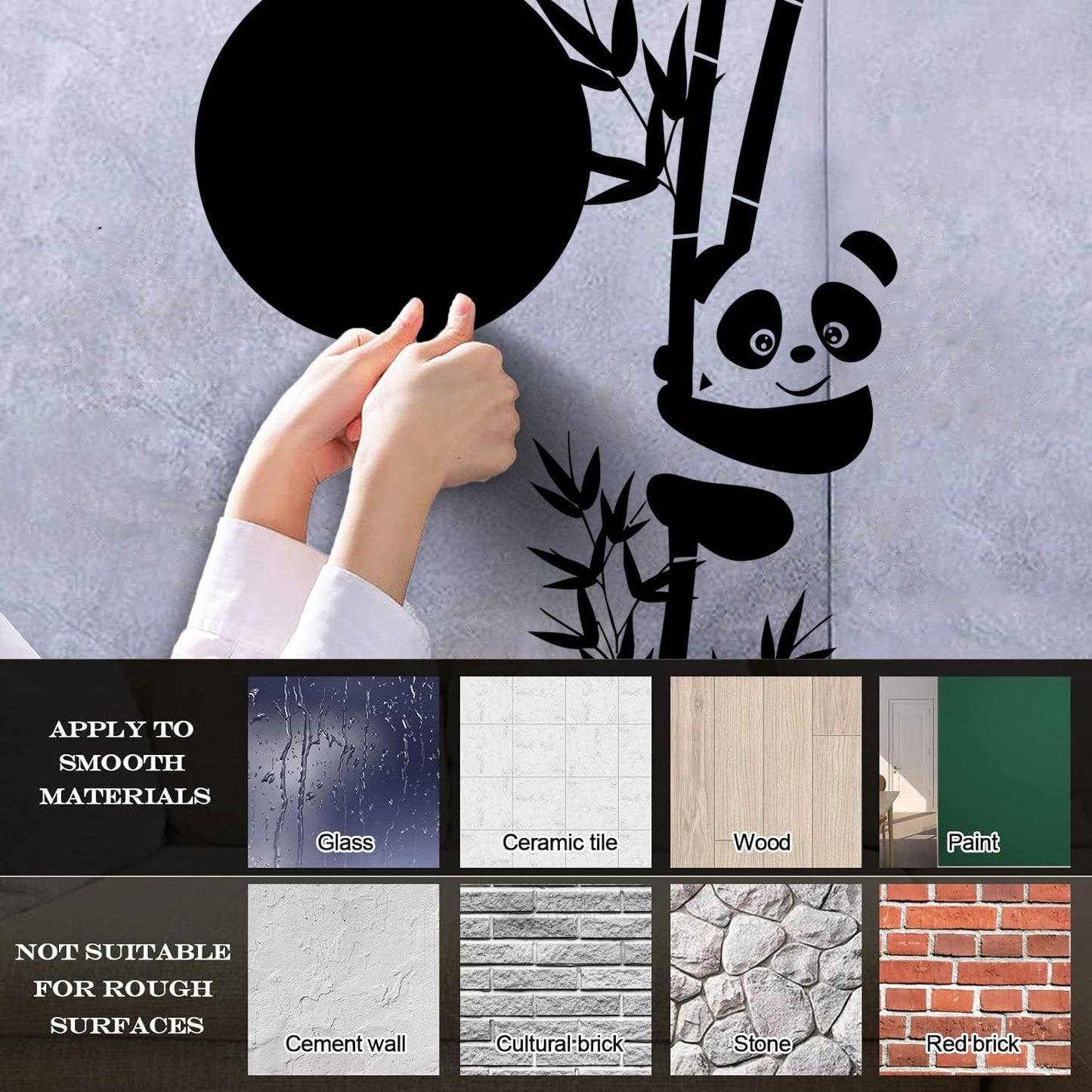 Wall Decals Paster Paper Panda Bamboo Cute Animal Asian Glass Stickers