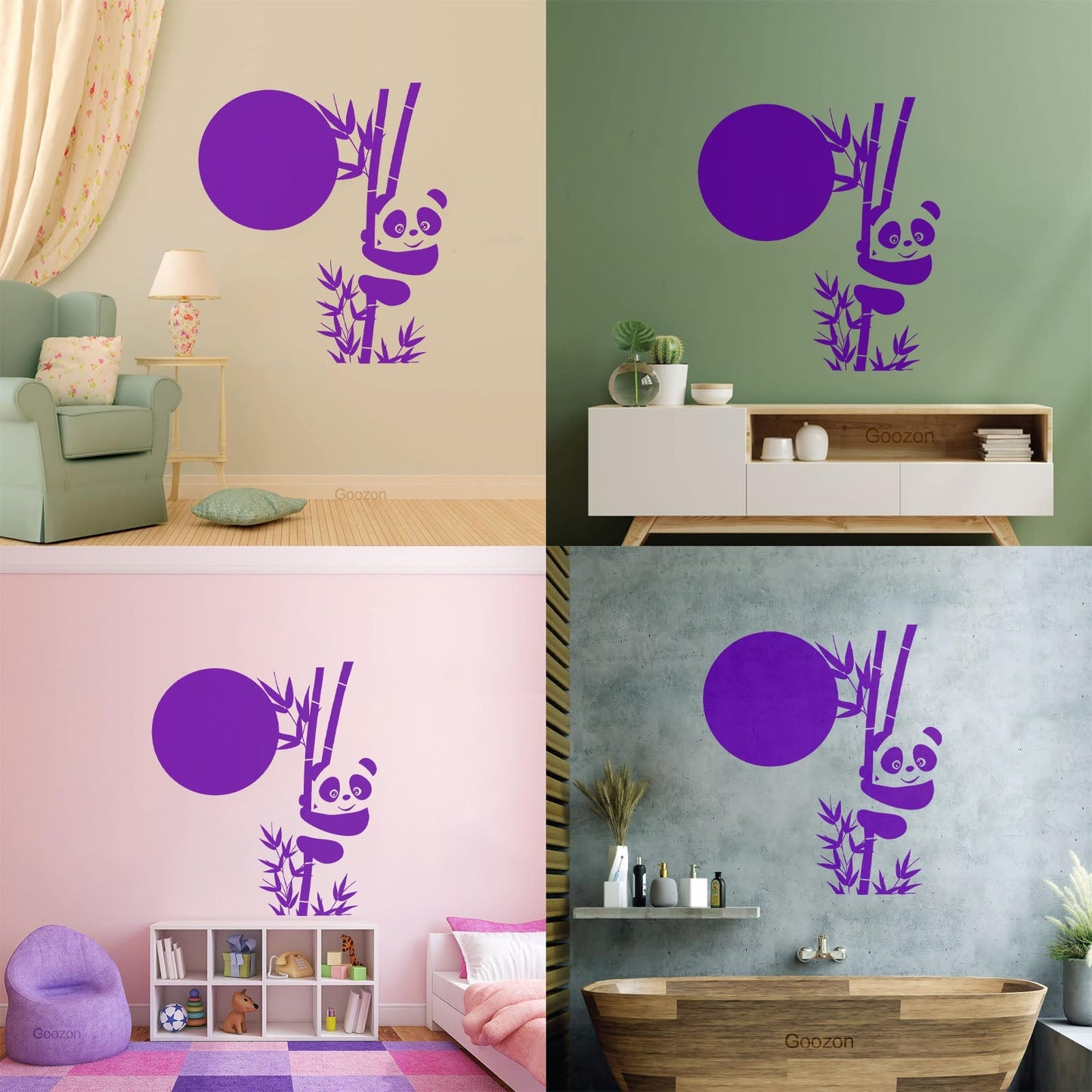 Wall Decals Paster Paper Panda Bamboo Cute Animal Asian Glass Stickers