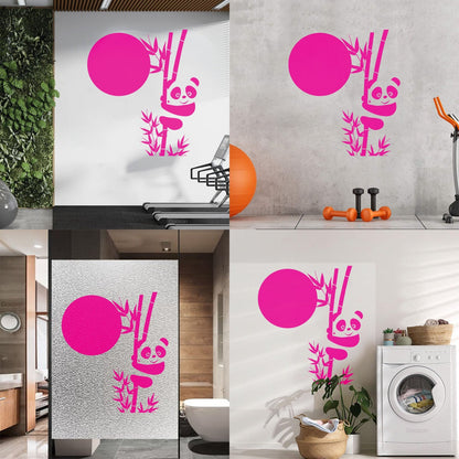 Wall Decals Paster Paper Panda Bamboo Cute Animal Asian Glass Stickers