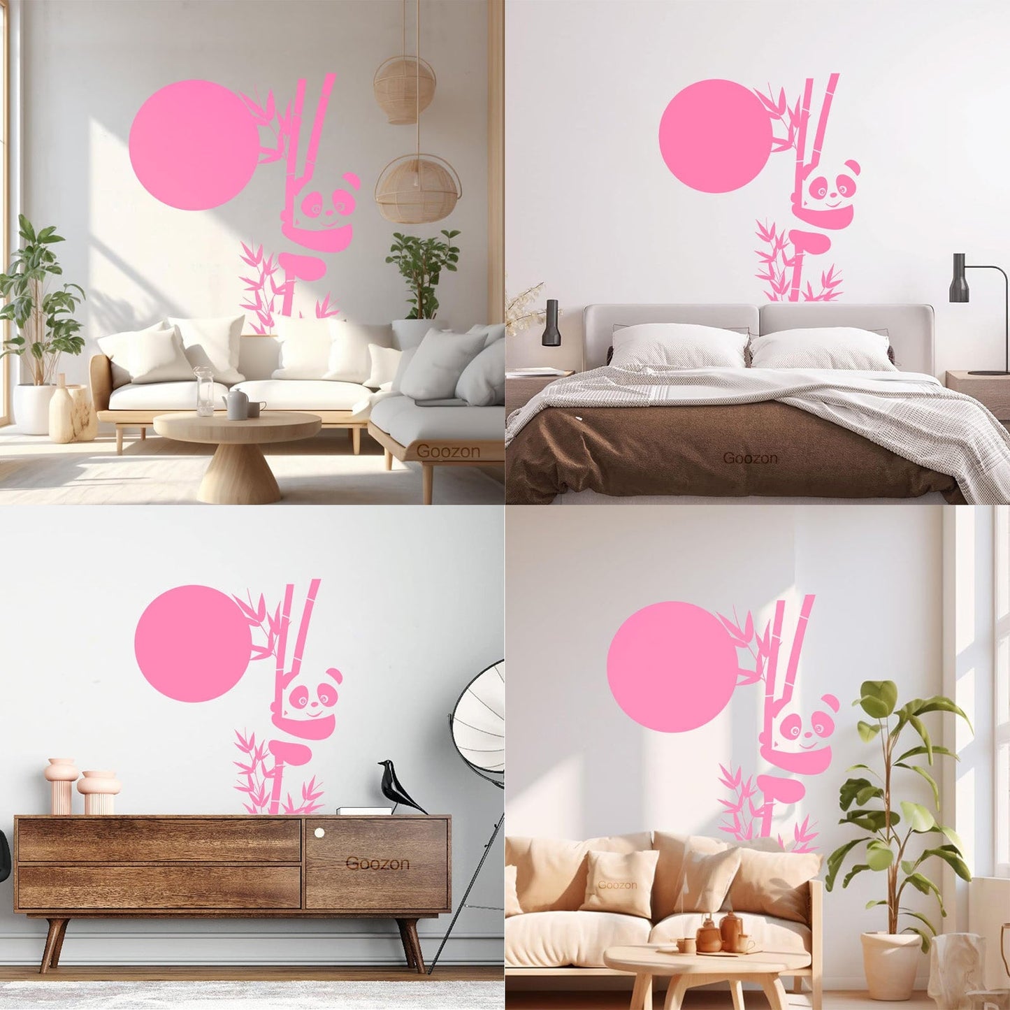 Wall Decals Paster Paper Panda Bamboo Cute Animal Asian Glass Stickers