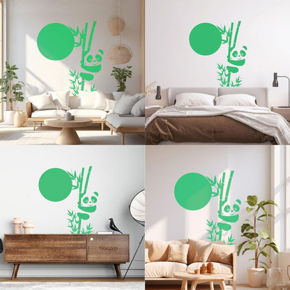 Wall Decals Paster Paper Panda Bamboo Cute Animal Asian Glass Stickers