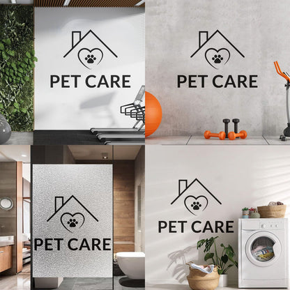 Vinyl Wall Decals Pet Care Home Animal Paw Print Glass Stickers