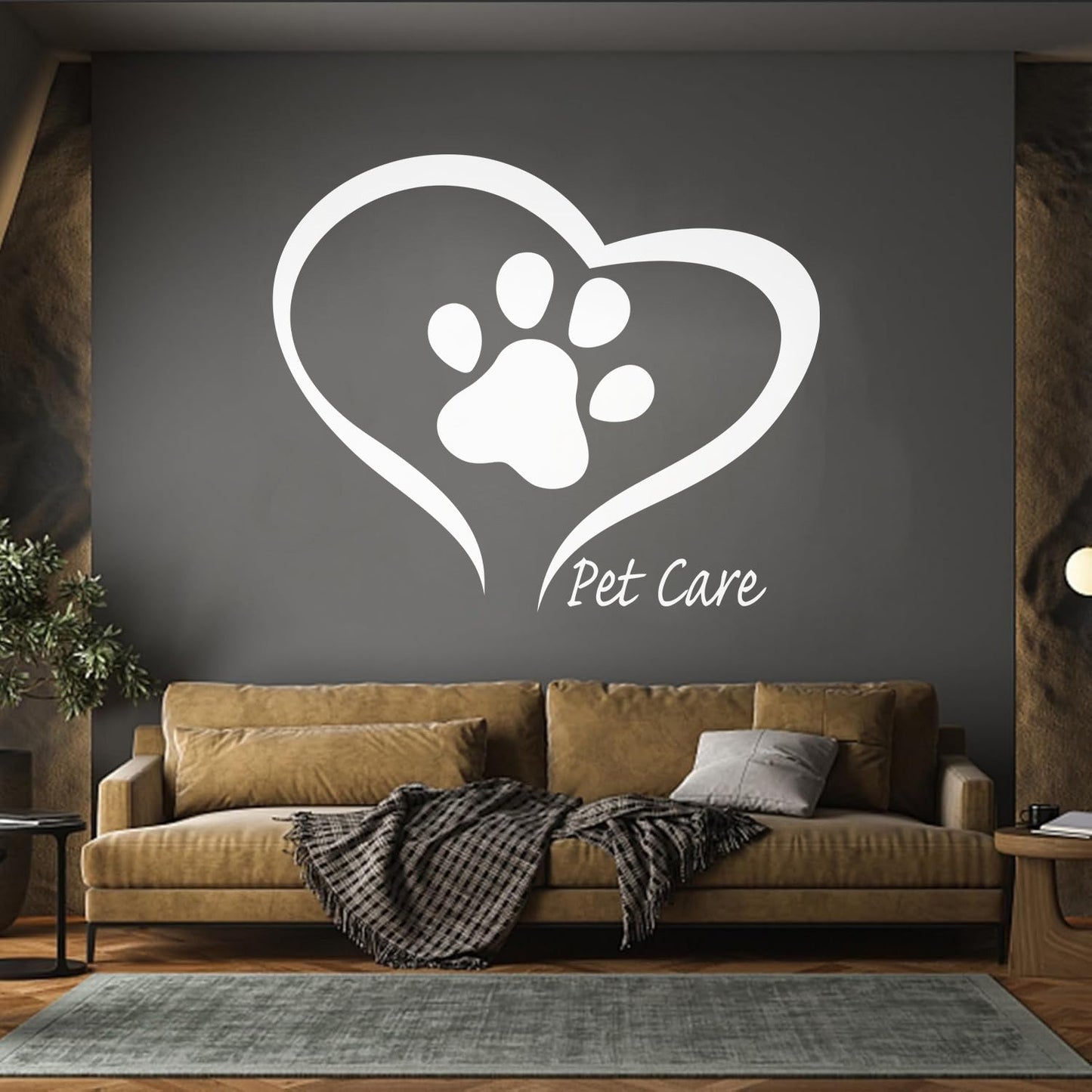 Pet Care Home Animals Love Paw Prints Engraving Decals Store Decoration