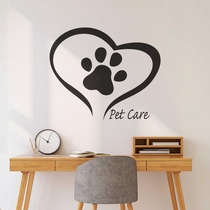 Pet Care Home Animals Love Paw Prints Engraving Decals Store Decoration
