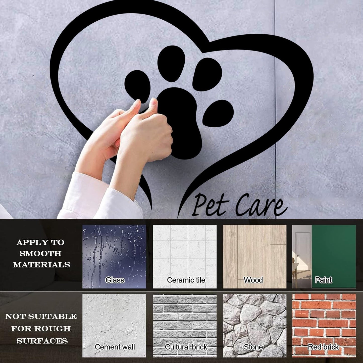 Pet Care Home Animals Love Paw Prints Engraving Decals Store Decoration